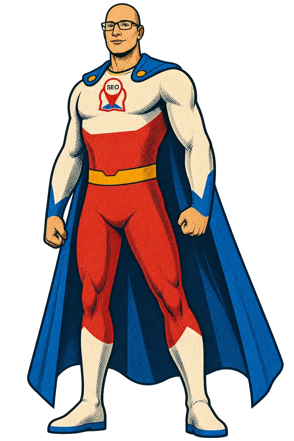 Matt Hammerton as a vintage SEO superhero