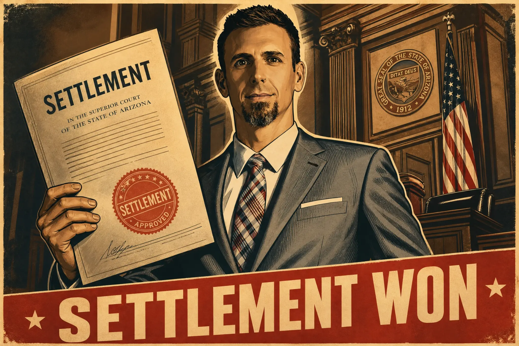 Vintage settlement won illustration used as the Brainspike site art direction
